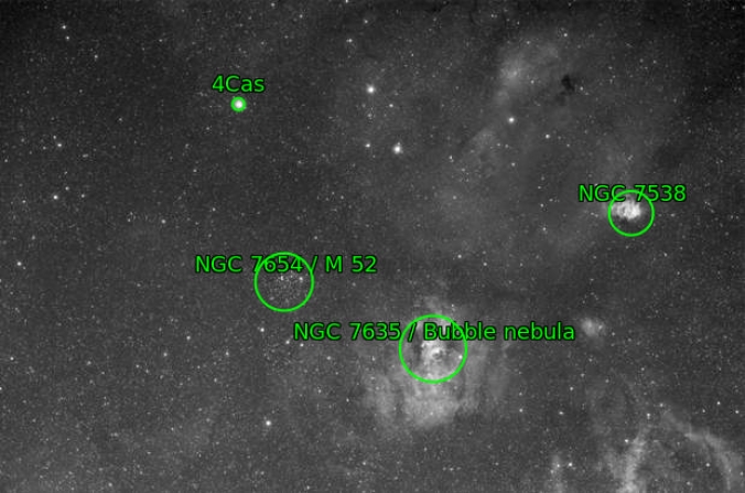 Nebulosa Bolla con M52 Halpha dslr