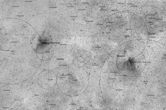 M16 Nebulosa Aquila e M17 Nebulosa Omega wide field con M18 e NGC6596 